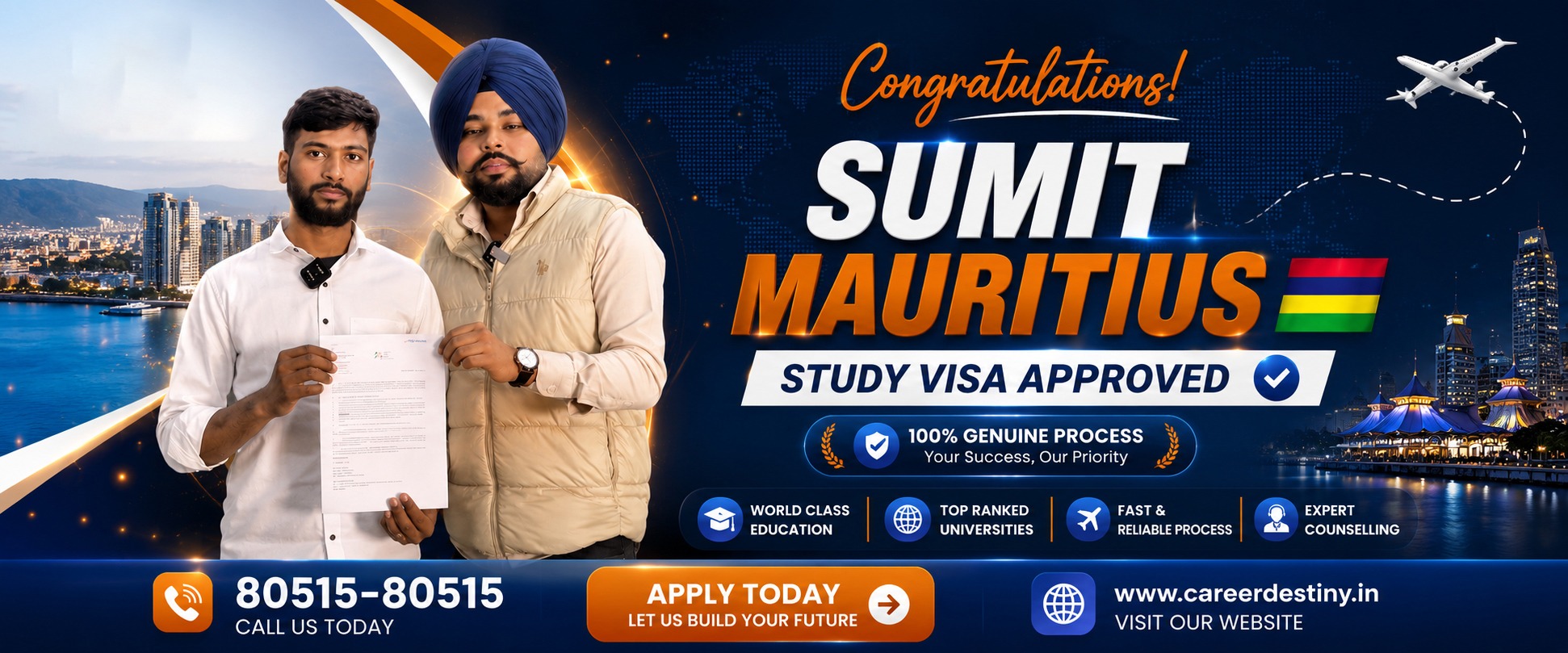 Career Destiny study visa approval banner
