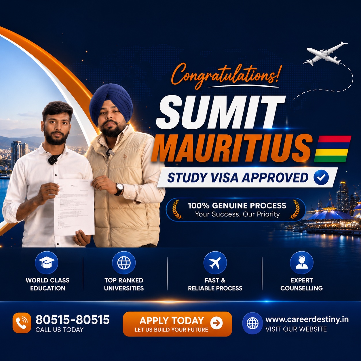 Career Destiny study visa approval banner